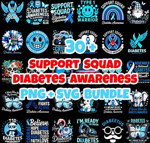 Diabetes Awareness SVG Bundle | T1D Support Squad Designs - Etsy