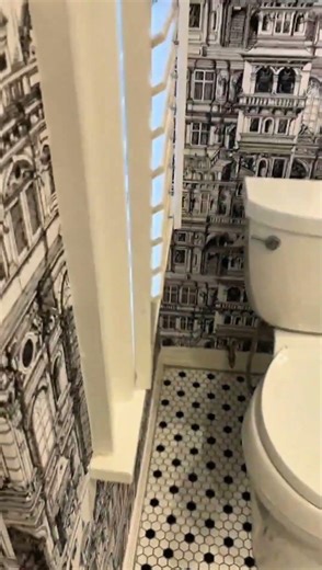 Fun & funky bathroom with cool wallpaper