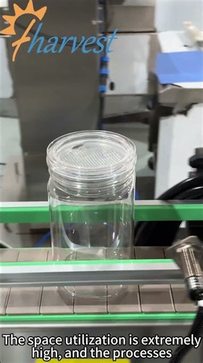 Real-life footage of a rotary double-head capping machine! 360° rotating capping of cans #bottle