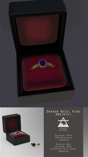 Highgod Dragon Bezel Ring Amethyst: Exquisite Virtual Jewelry with Display Case #secondlife #meta