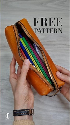 DIY Leather Pencil Case Gift Idea | Free Pattern + Easy Tutorial #pencil #diy #shorts #handmade