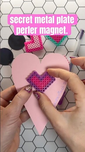 DIY Heart Perler Bead Magnet With a Secret Metal Plate #craftideas