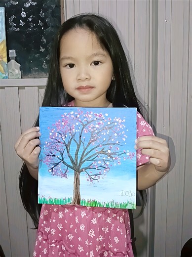 Jojo's Acrylic Painting of a Sakura Tree