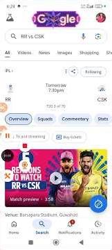 RR vs CSK 2020 IPL match