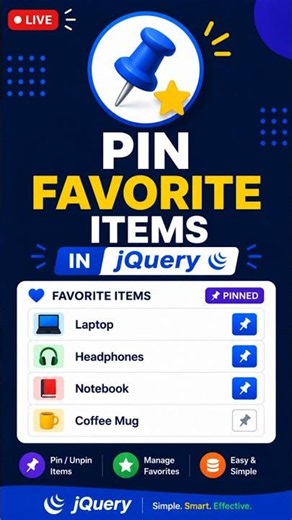 Pin Favorite Items in jQuery | WhatsApp Star Message Feature #coding #shorts