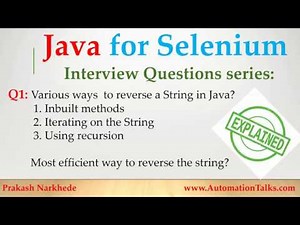 Java Interview Questions for Selenium Q1 - Various ways to reverse String using Java (recursion)