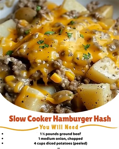Slow Cooker Hamburger Hash 🍲 Ingredients: 1 ½ pounds ground beef 1 medium onion, chopped 4 cups diced potatoes (peeled) ... Full Recipe in Coʍmеոτ 💬 | Homemade Bites
