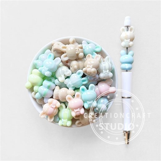 Swirl Rabbit Shape Acrylic Loose Beads,focal Beads,resin Bead DIY Keychain Gift - Etsy