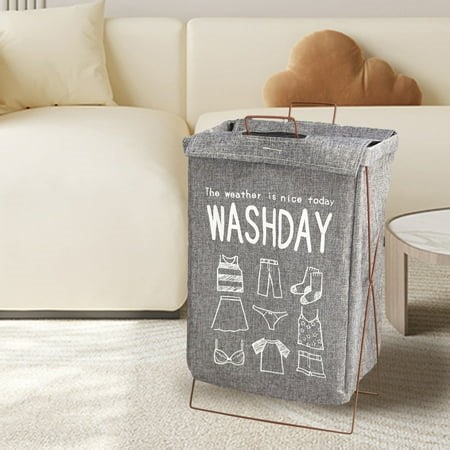 Yhmxh Closet Storage Clothes Storage Clothes Storage Bins Foldable Thick Cotton Linen Sorting Basket,Household with Handle Iron Bracket Laundry Basket,Bathroom Breathable Large Capacity Dirty Clothes - Walmart.ca