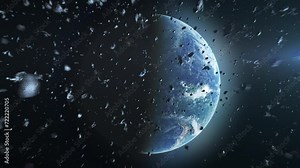 Meteors asteroids Heading Earth Outer space cinematic View, 4K, 2024