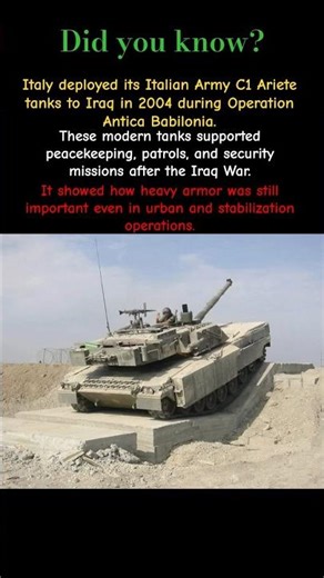 Italian C1 Ariete Tank in Iraq 2004 🇮🇹 | Operation Antica Babilonia Military History Short #shorts