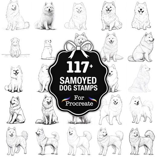 109  Samoyed Dog Procreate Stamps, Samoyed Brushes for Procreate, Instant Digital Download - Etsy