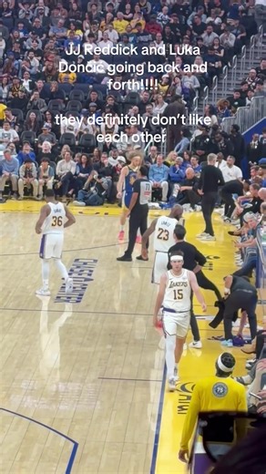 JJ and Luka going back and forth and it seems like Vando was holding luka back from talking his smack to his own coach trouble in paradise. #chasecenter #lakers #luka #nba #foryoupage @joeyshqairr