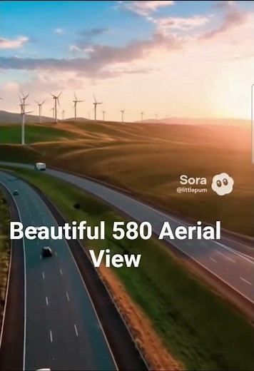 Cinematic View of I-580 with Windmills | Altamont Pass Wind Farm