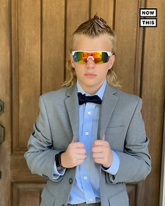 Business in the front, party in the back, and kindness all over ❤️ This boy won a mullet contest and donated the prize money to foster care orgs | NowThis
