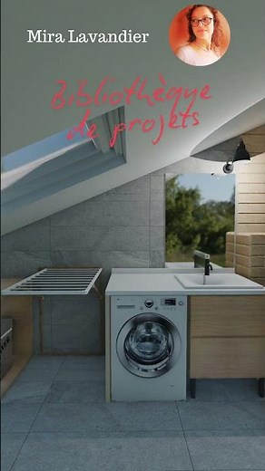 Plan salle de bain avec lave linge sous pente #salledebain #combles #maison