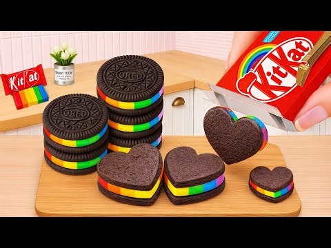 Rainbow OREO & KITKAT Heart Cake Recipe 💙 Miniature Rainbow Chocolate Cake | Wonder Cake