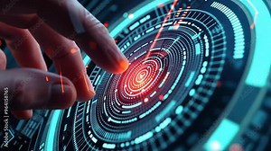 Exploring interactive digital technology with touch-sensitive interfaces at a tech convention in 2023