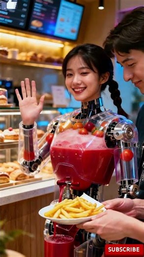 Rich Ketchup Dispenser Robot！#futuristic #robot #technology #humanoid #tomatoketchup #café #AI