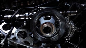 Old corroded car parts in car scrapyard. Car recycling.Wrecking Machinery Parts wait for reused or to be a part for repair.