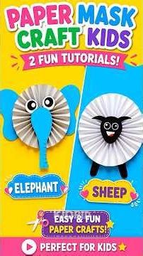 Cute DIY Paper Elephant and Sheep Mask Craft for Kids 🐘🐑 #diy #craft #diycrafts #papercraft
