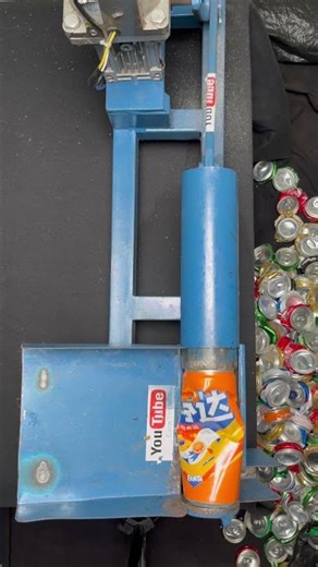 芬达#DIY#Can crushing#Wooden machine#cans #satisfying #ASMR #machine #copper #automobile #aluminum