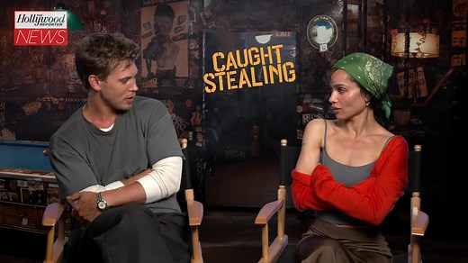 8.6K views · 122 reactions | Austin Butler is saying his new film 'Caught Stealing' is the most vulnerable role he's taken on. Director Darren Aronofsky and the cast of the film including Butler, Zoe Kravitz, Regina King and Matt Smith caught up with THR to chat about the high stakes film, all the crazy stunts, the hair, a Bad Bunny collab and so much more. | The Hollywood Reporter | Facebook