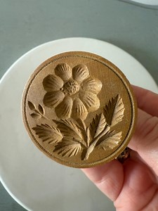 Antique Treen Butter Stamp: Small Flower & Leaves Mold - Etsy