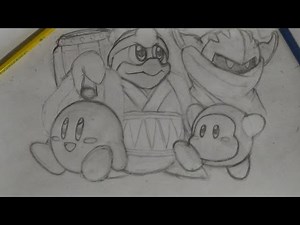My Pencil Sketch: Kirby, King Dedede, Waddle Dee, and Meta Knight: "Kirby"