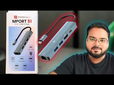 Portronics Mport 51 type C USB Hub unboxing and review 4k Hdmi ethernet fast data Transfer