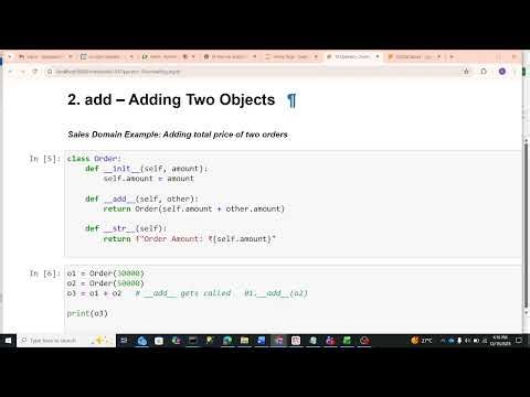 18. PYTHON - Operator Overloading - __add__(), __len__(), __eq__(), __str__()