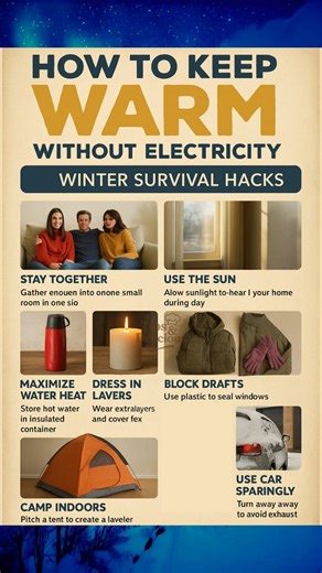❄️🔥 If the power goes out, these hacks can literally keep you warm. From using sunlight, layering smart, blocking drafts, and even camping indoors — these simple tricks help you keep heat where you need it most. Everyone should know these winter survival basics. Save this post — it could help you or someone you love this season. #WinterHacks #StayWarm #EmergencyPrep #ColdWeatherTips #HomeSafety #WinterSurvival #LifeHacks | Tips & Delicious
