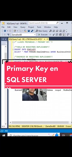 Llaves primarias / Primary Key en SQL SERVER #fyp #fypシ #ingenieria #software #Admin #sqlserver #SQL #programador #programming