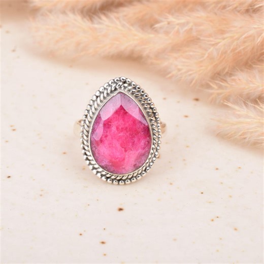 Pear Ruby Ring 925 Sterling Silver Handmade Boho Artisan Jewelry - Etsy