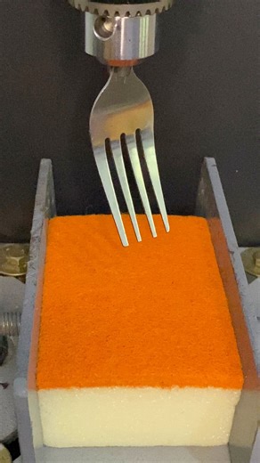 Fork vs sponge #experiments #satisfying #asmr #drilling | SpinLab Experiments