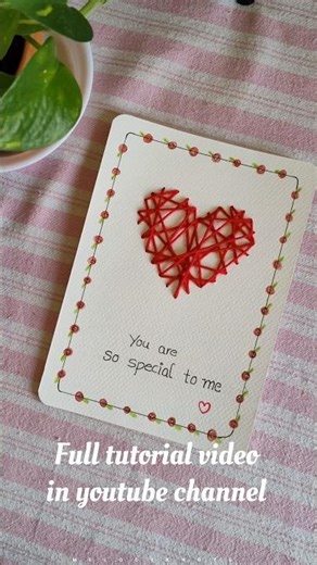 DIY Valentine’s Day Heart Embroidery Greeting Card ❤️ #diy #cards #valentinesday#handmade#embroidery