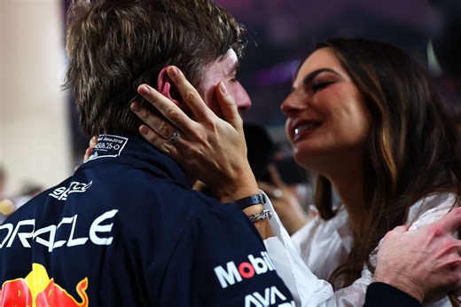 Watch: Kelly Piquet kisses Max Verstappen as the Red Bull driver meets his girlfriend after securing pole position for the F1 Abu Dhabi GP