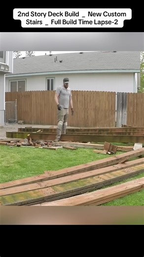 2nd Story Deck Build _ New Custom Stairs _ Full Build Time Lapse-2