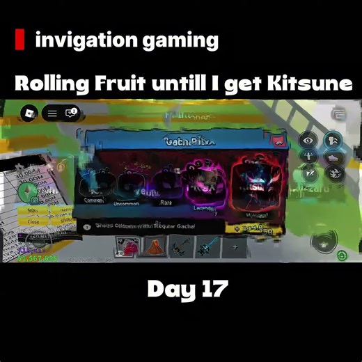 Rolling Fruit untill I get Kitsune Day 17 #roblox #games #bloxfruit