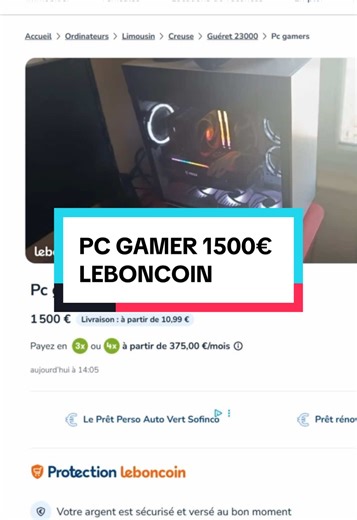 PC Gamer à 1500€ sur Leboncoin : Analyse