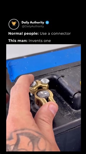 Daily Authority | This looks genius… until you realize how dangerous it actually is. 🪫 The original battery terminal post is gone, so he melts lead to... | Instagram