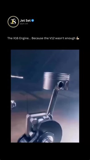 Jet.Set on Instagram: "The X16 piston concept rethinks how an engine breathes, ignites, and delivers power — replacing traditional cylinders with sixteen compact pistons arranged in an X-shaped configuration. ⚙️🔥⁠ ⁠ Each piston fires in carefully timed sequences, producing exceptionally smooth rotation and more efficient combustion. The result is reduced vibration, stronger torque, and a steadier flow of power, all within a remarkably compact footprint. 😳💨⁠ ⁠ Still in the experimental stage, 