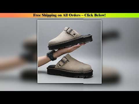 Men's Slippers Fashion Big Leather Casual Slippers Summer Half Slippers for Men Non Slip Beach