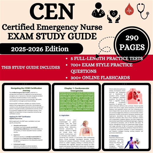 CEN Exam 2025-2026 | CEN Exam Prep | CEN Study Guide | Certified Emergency Nurse Exam | Cen Certification | Cen Questions & Flashcards - Etsy