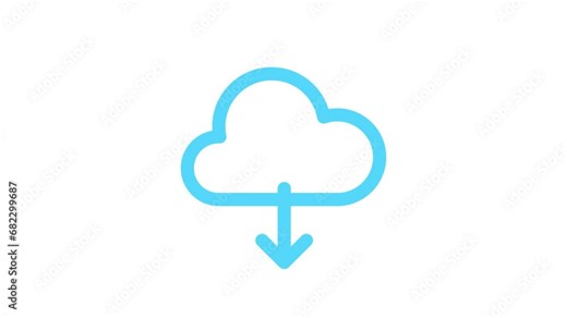 Cloud Computing icon blue clouds and up and down arrows Concept of storing data on computer systems