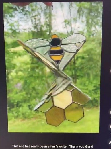 Bee & Honeycomb Spinner Stained Glass