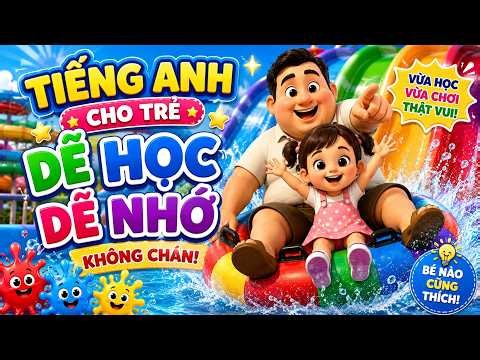 Cùng Ba và Bé học tiếng Anh qua các màu sắc tại cầu trượt hồ bơi nào | tiếng anh 5 phút