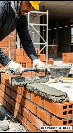 Smart Bricklayer Technique for Clean Mortar Finish #bricklayer #contructionwork
