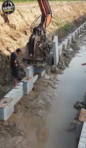 🌊 Riverbank Slope Protection Construction – Powerful Erosion Control Engineering! 🏗️
