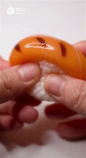 脂、無限！？「炙りサーモン握り」を握り潰すねっとり低反発が飯テロすぎて脳バグる 🍣🤤Squeezing Aburi Salmon Sushi! Oozy Fat Glaze Squishy ASMR.